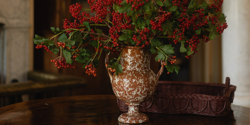 Splatter Verona Vase in Terracotta & White