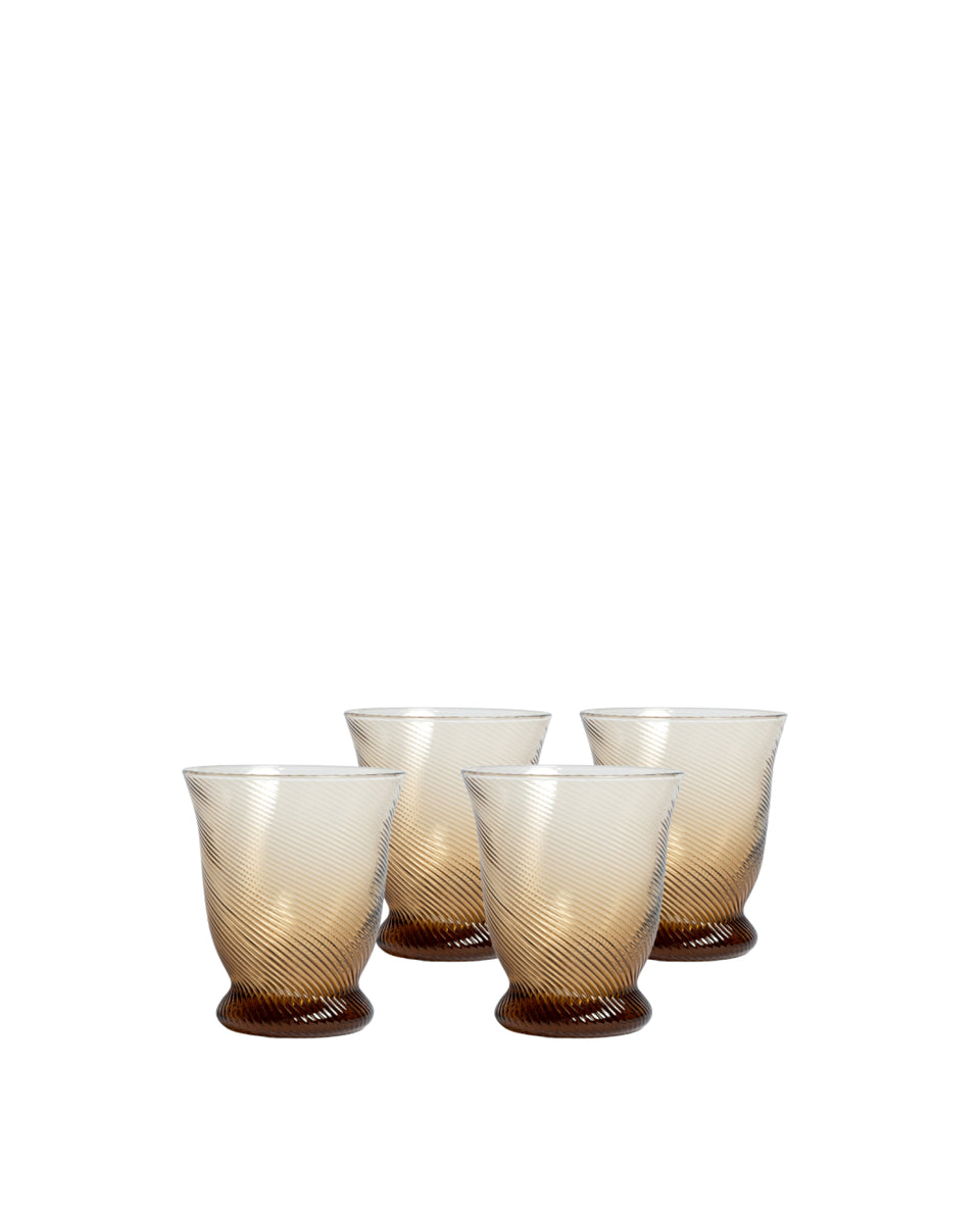spiral glass tumblers | chestnut brown | set of 4